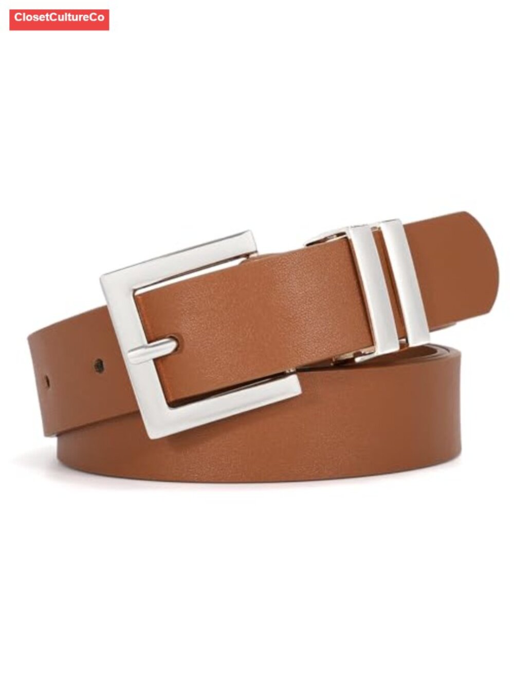 Women's PU Leather Belt Square Buckle for Jeans Pants Dresses